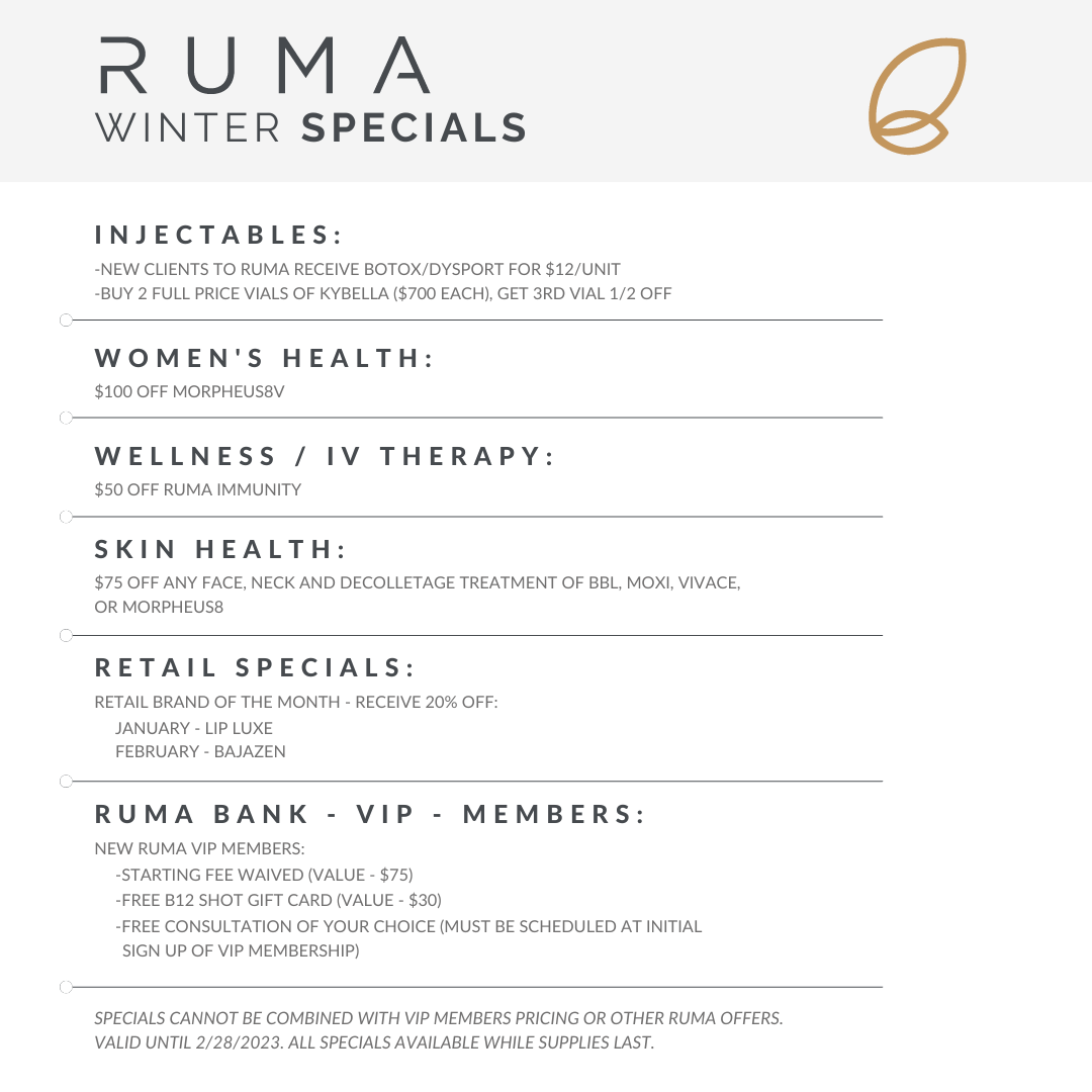 Ruma Winter Specials | Ruma Aesthetics